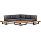 BUITEN living Boston hoek loungeset 5 personen | aluminium + hardhout | Light Teaklook | 3-delig - 245x245cm