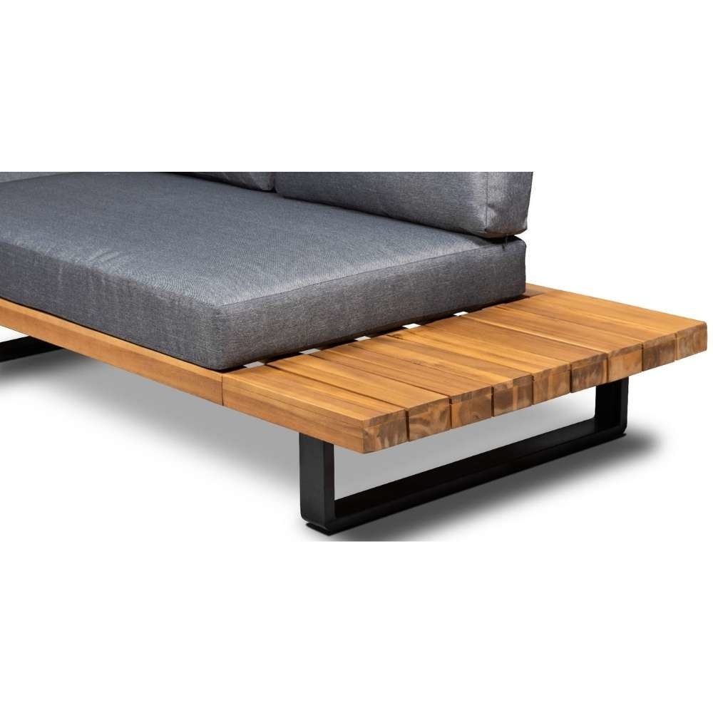 Boston hoek loungeset 5 personen | aluminium + hardhout | Light Teaklook | 3-delig - 245x245cm