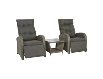 Melia lounge balkonset - verstelbaar 2 personen | wicker | grijs | 3-delig