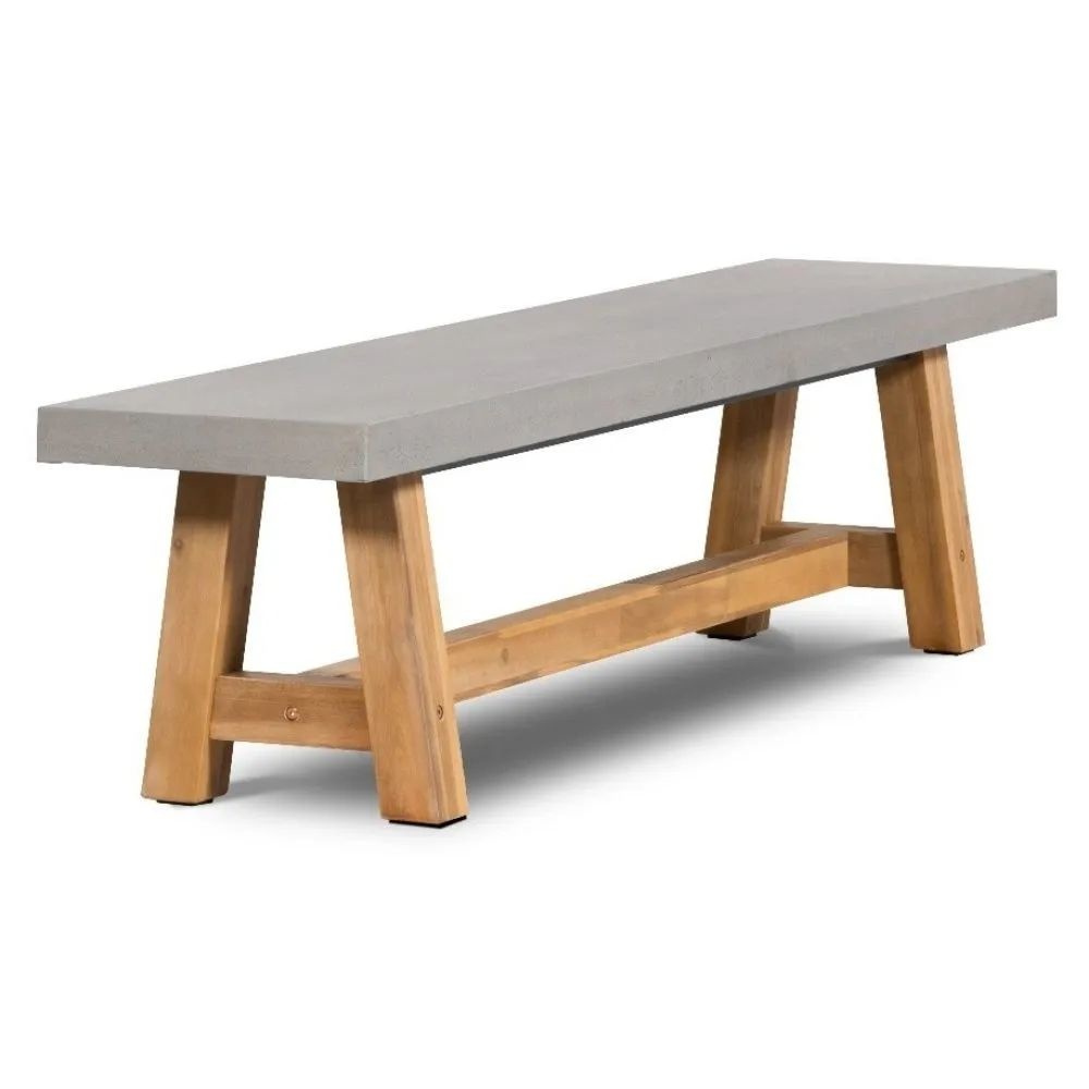 Veltis dining tuinbank | betonlook + hardhout | 200x45cm afbeelding