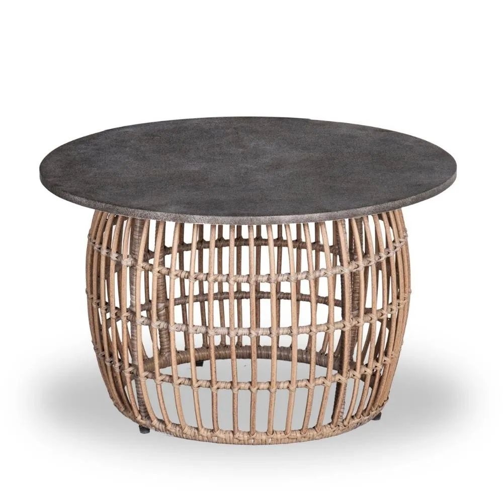 Flow bijzettafel | wicker + betonlook | 75cm