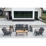 Donnan stoel-bank loungeset 5 personen | aluminium + bamboe | Light Teaklook | 5-delig