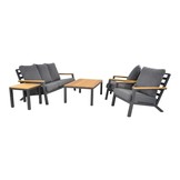 Donnan stoel-bank loungeset 5 personen | aluminium + bamboe | Light Teaklook | 5-delig