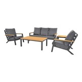 Donnan stoel-bank loungeset 5 personen | aluminium + bamboe | Light Teaklook | 5-delig