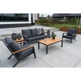 Donnan stoel-bank loungeset 5 personen | aluminium + bamboe | Light Teaklook | 5-delig