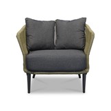 Palermo stoel-bank loungeset 5 personen | aluminium + touw | olijfgroen | 5-delig