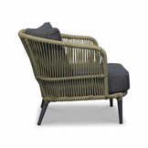 Palermo stoel-bank loungeset 5 personen | aluminium + touw | olijfgroen | 5-delig