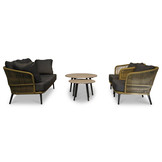 Palermo stoel-bank loungeset met betonlook tafel 5 personen | aluminium + touw | olijfgroen | 5-delig