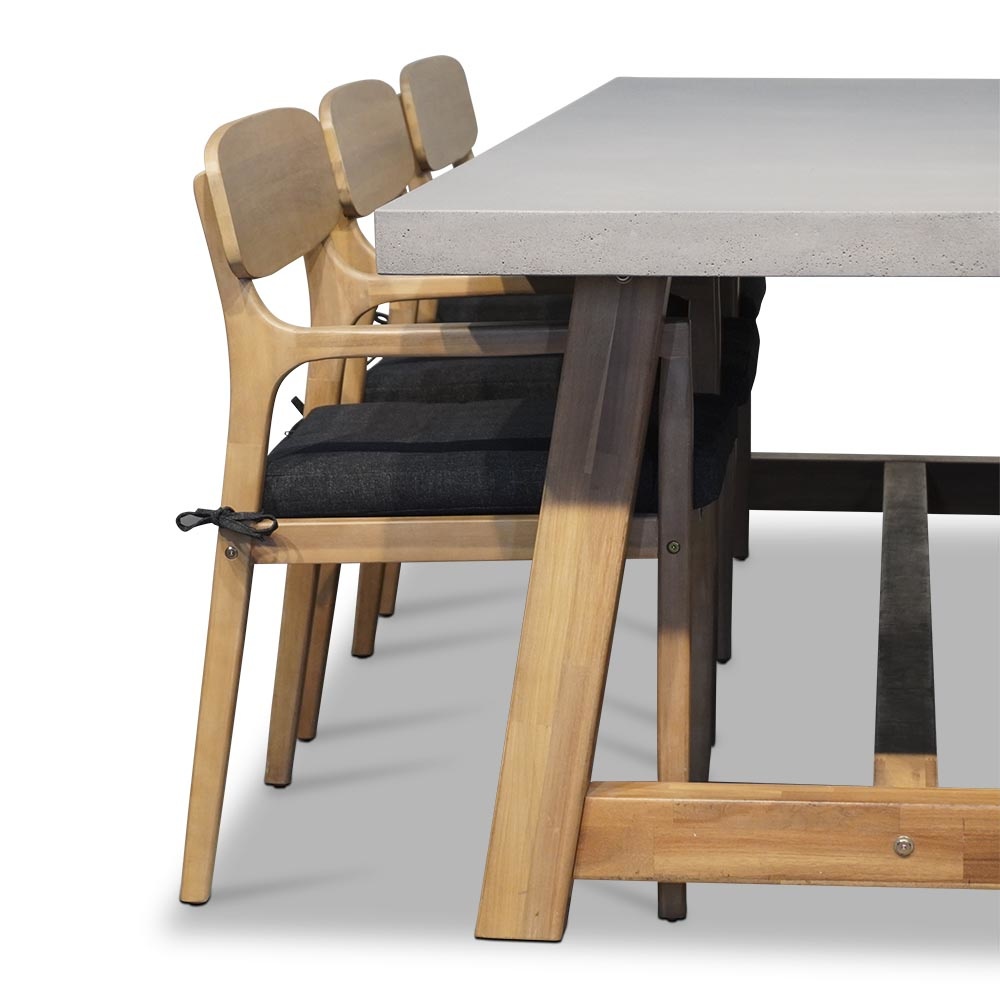 Veltis/Rixos dining tuinset 7-delig | betonlook + hardhout | 250cm