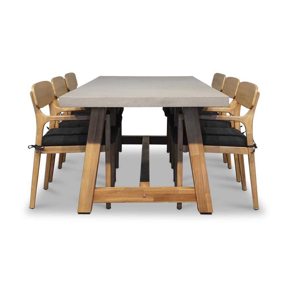 Veltis/Rixos dining tuinset 7-delig | betonlook + hardhout | 250cm
