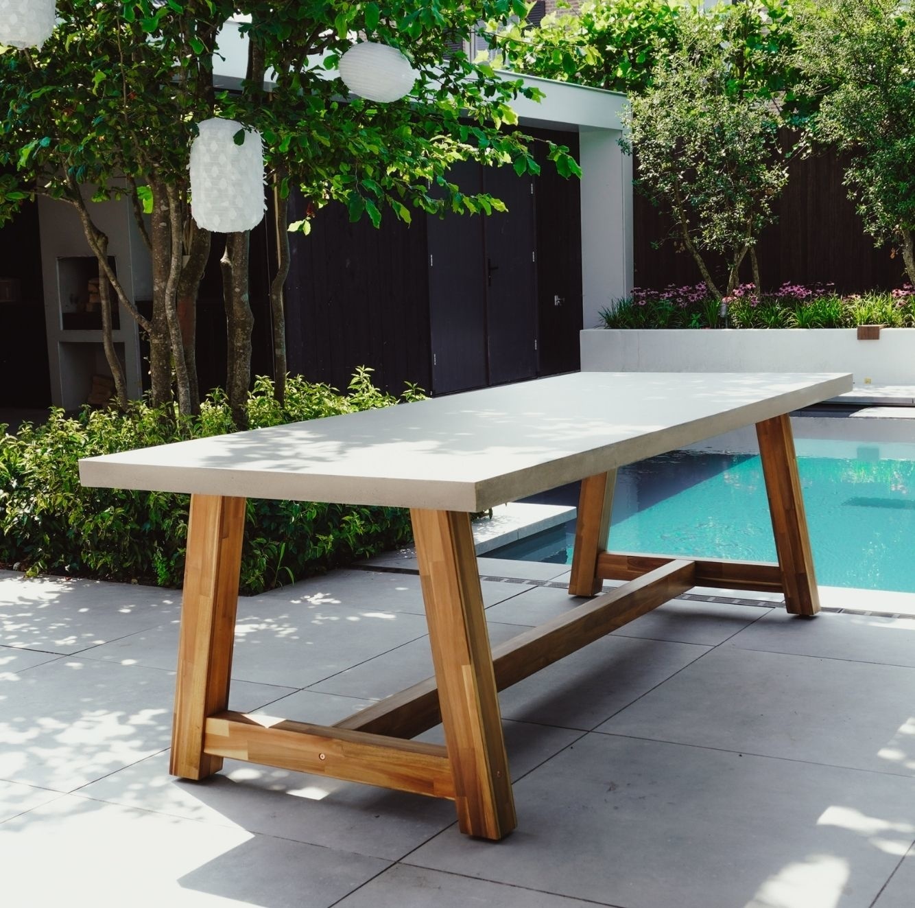 Veltis/Carlos Charcoal dining tuinset 7-delig | betonlook + wicker | 250cm