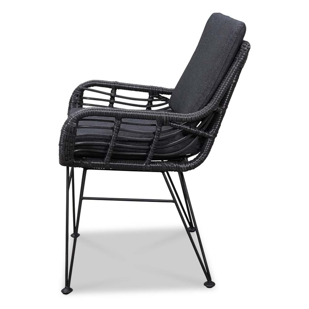 Nancy/Carlos Charcoal dining tuinset 5-delig | betonlook + wicker | 135cm