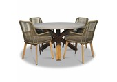Nancy/Padua dining tuinset | 4 personen | betonlook + touw | 135cm rond