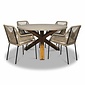 BUITEN living Nancy/Seville zand dining tuinset | 4 personen | betonlook + touw | 135cm rond