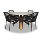 BUITEN living Nancy/Seville zwart dining tuinset | 4 personen | betonlook + touw | 135cm rond