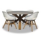 BUITEN living Nancy/Karlstad wit dining tuinset | 4 personen | betonlook + kunststof | 135cm rond