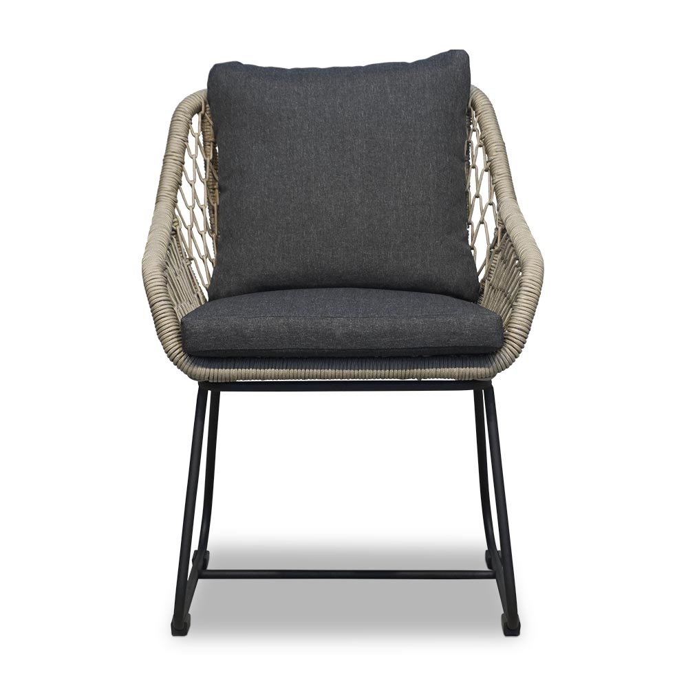 Portofino dining tuinstoel | touw + RVS | zand