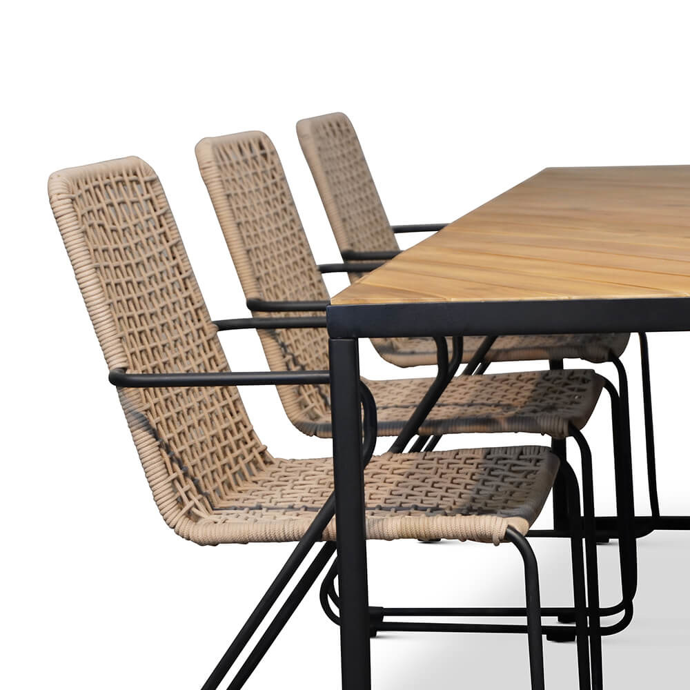 Kampa/Mendes zand dining tuinset 7-delig | hardhout + touw | 210cm