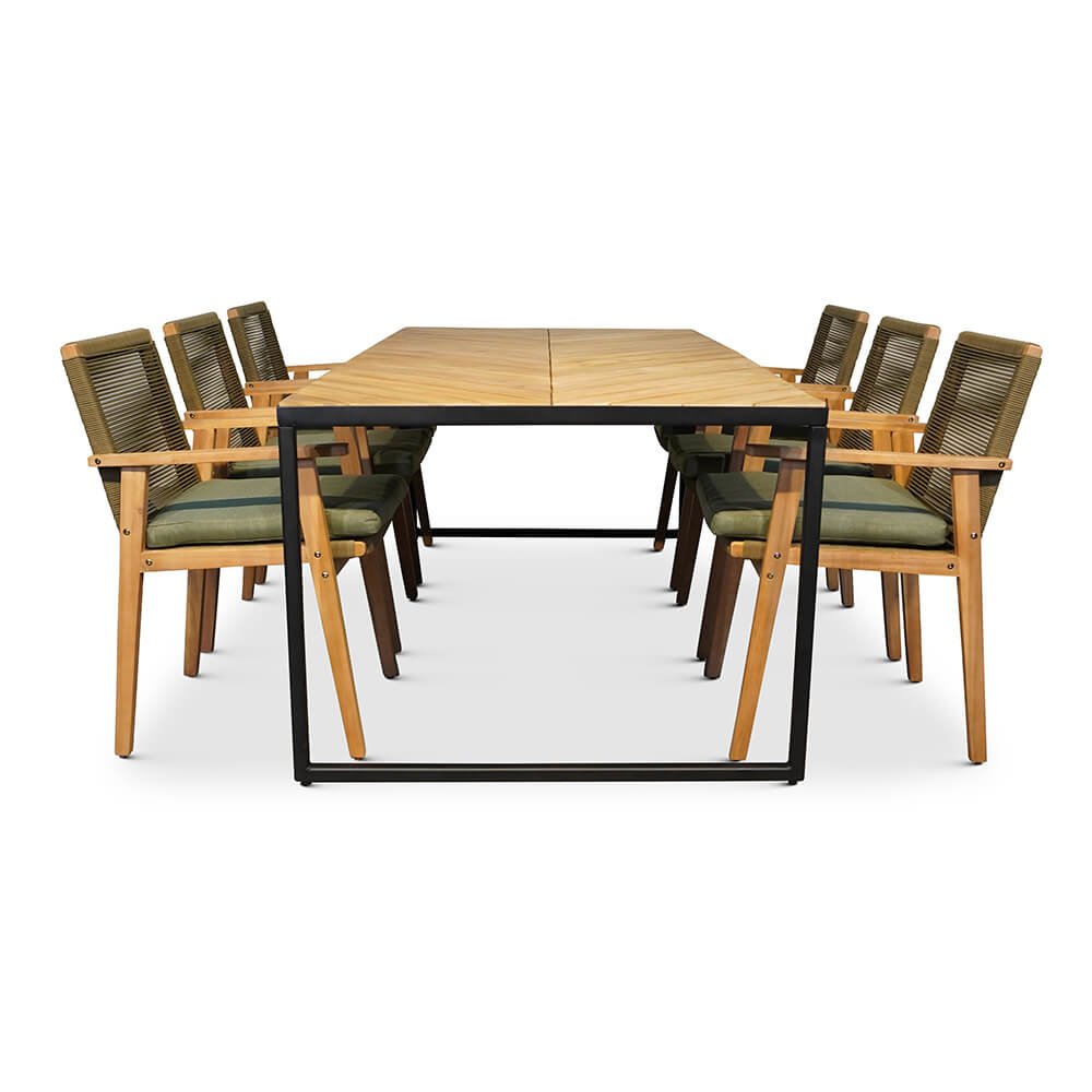 Kampa/Bergen dining tuinset 7-delig | hardhout + touw | 210cm