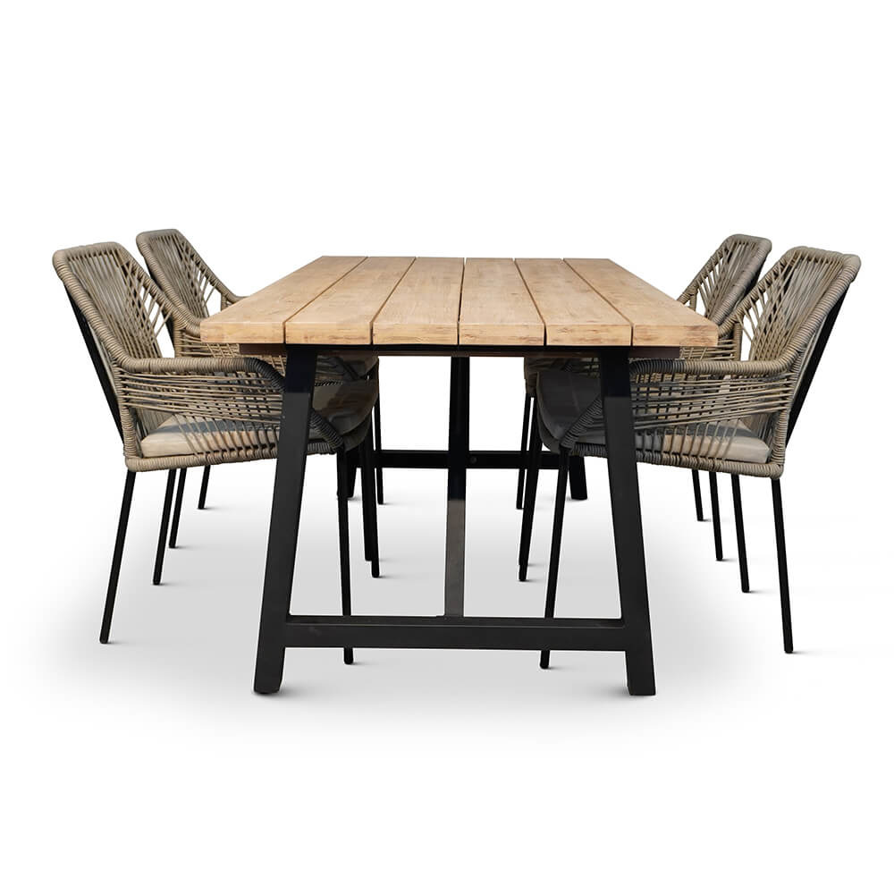 Xavier/Seville zand dining tuinset 5-delig | stapelbaar | 160cm