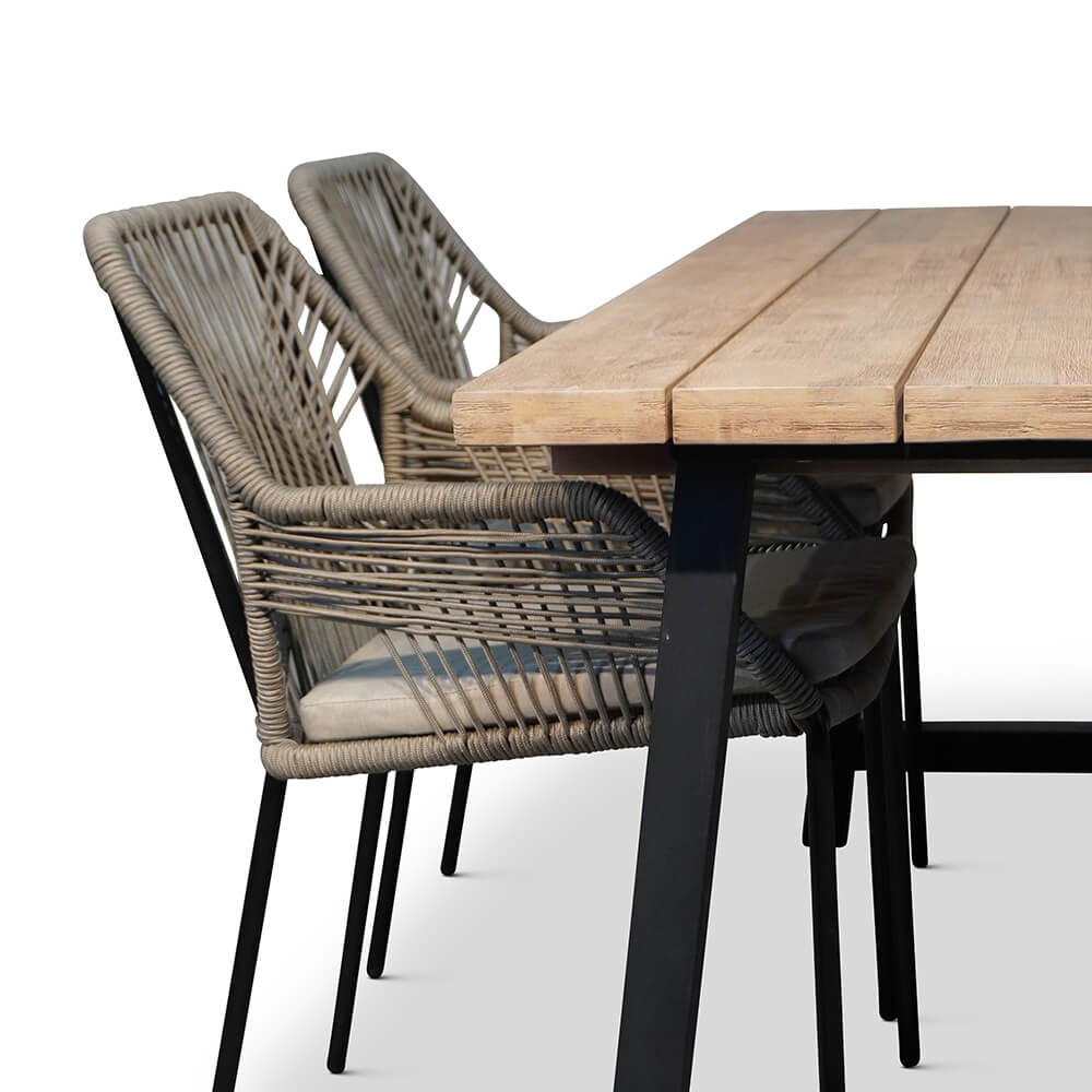 Xavier/Seville zand dining tuinset 5-delig | stapelbaar | 160cm