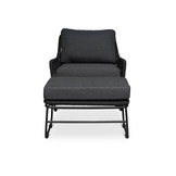 Portofino loungestoel tuin met voetenbank | touw + RVS | zwart