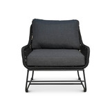 Portofino loungestoel tuin met voetenbank | touw + RVS | zwart