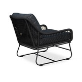 Portofino loungestoel tuin met voetenbank | touw + RVS | zwart