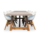 Veltis/Karlstad wit dining tuinset | 8 personen | betonlook | 300cm