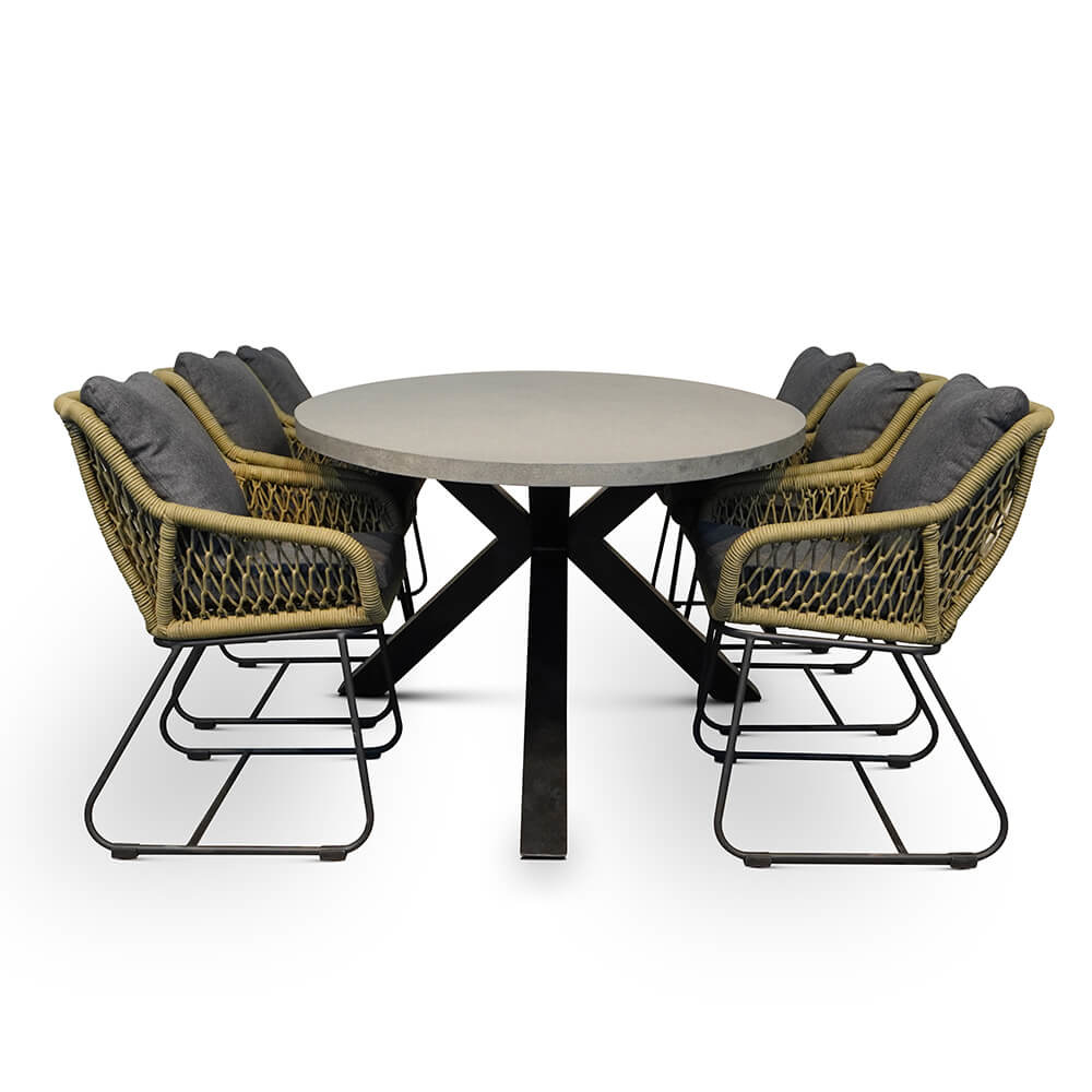 Stockholm/Portofino dining tuinset 7-delig | betonlook | 240cm