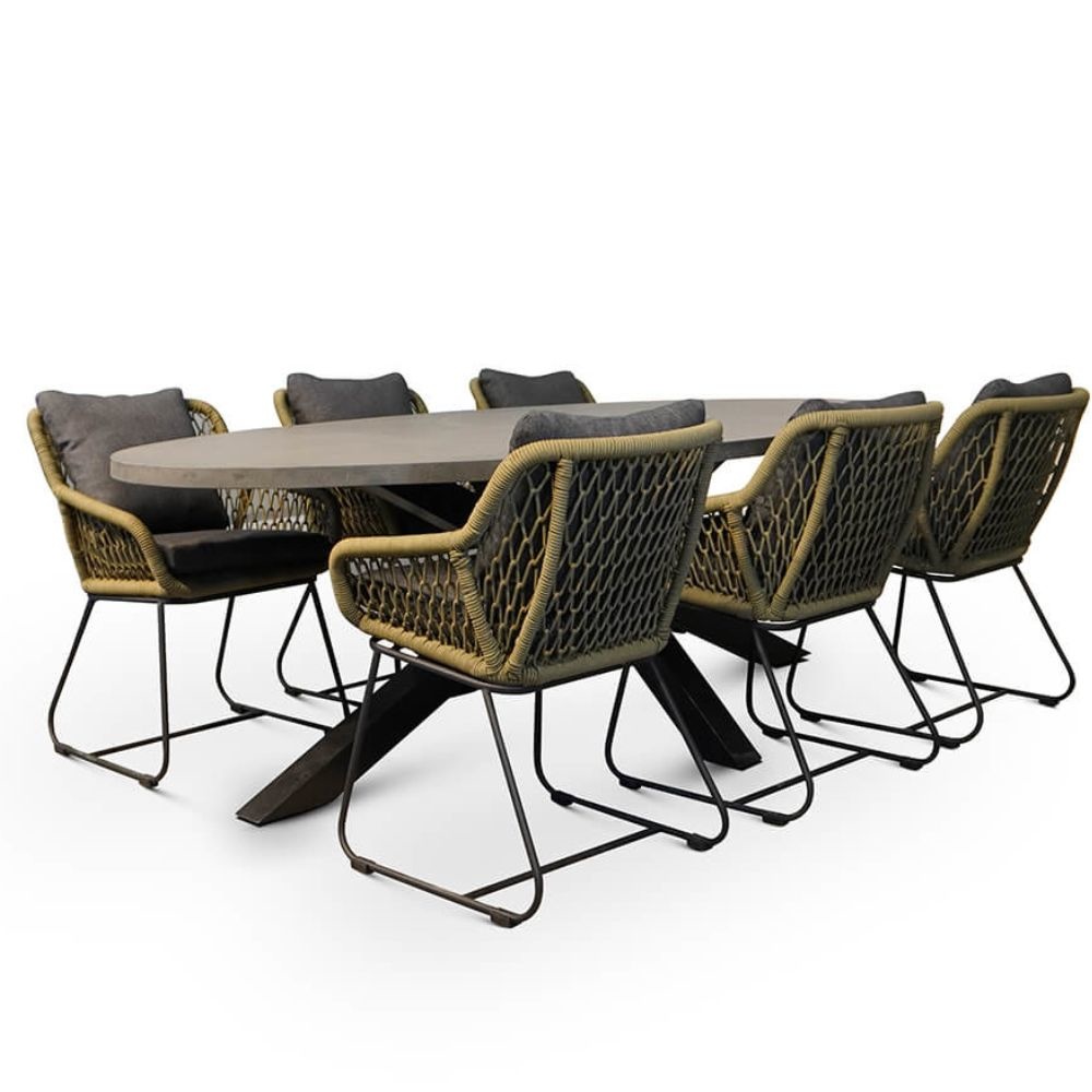Stockholm/Portofino dining tuinset 7-delig | betonlook | 240cm