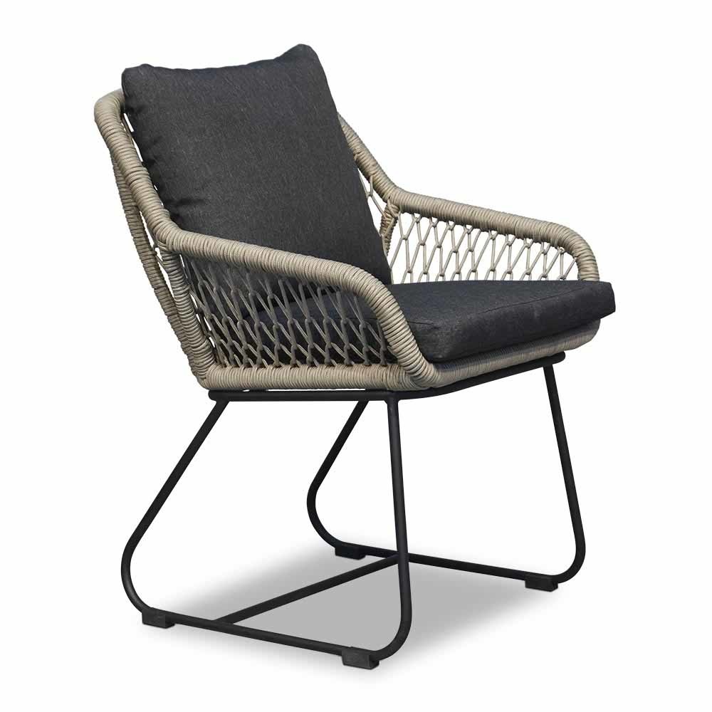 Nancy/Portofino zand dining tuinset 5-delig | betonlook + touw | 135cm