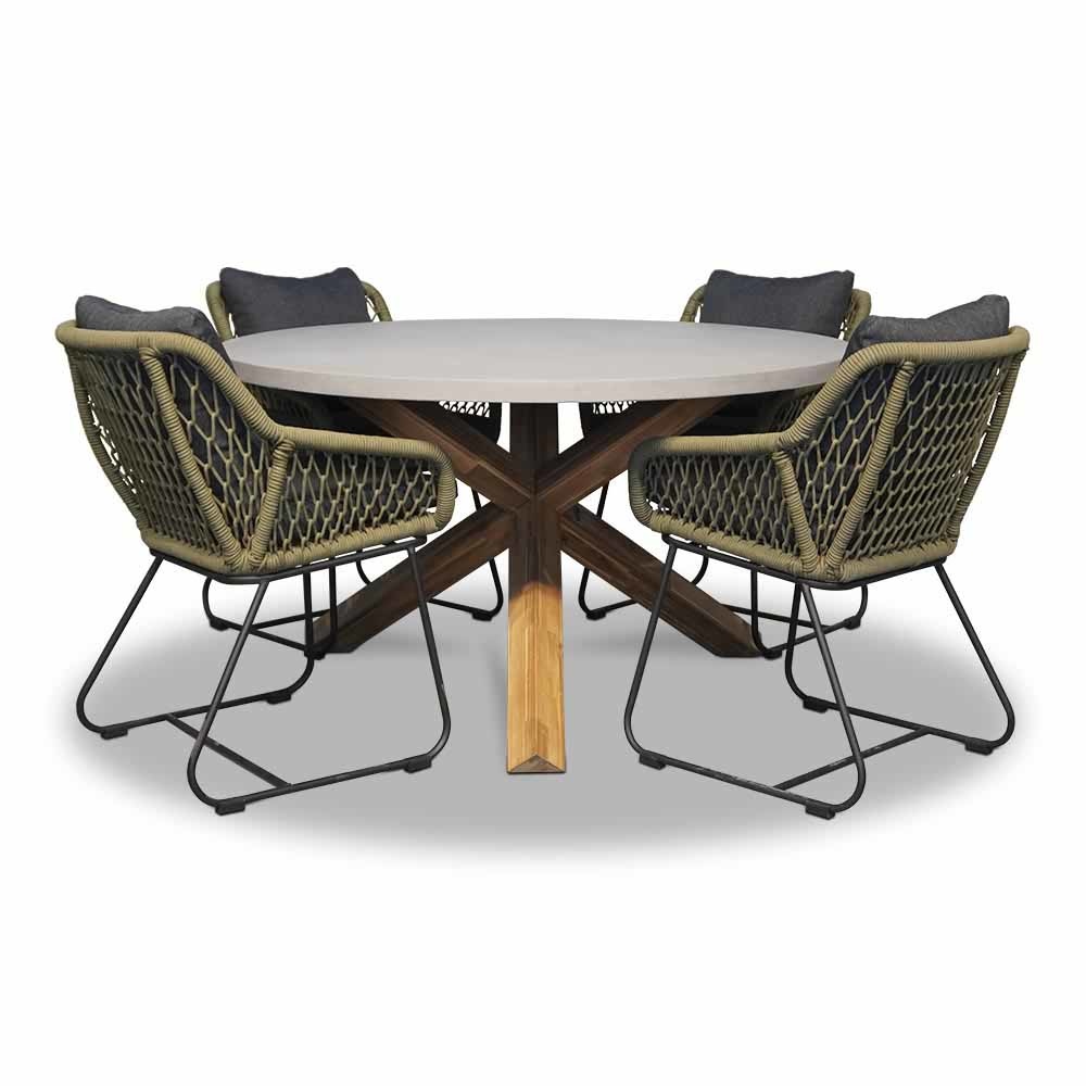 Nancy/Portofino betonlook dining tuinset 5-delig | 135cm rond