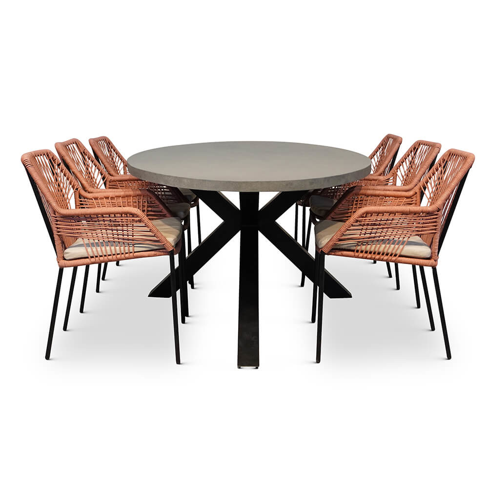 Stockholm/Seville terra dining tuinset 7-delig | betonlook | 240cm