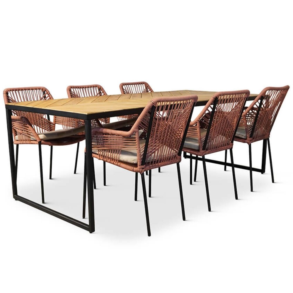 Kampa/Seville terra dining tuinset 7-delig | hardhout + touw | 210cm