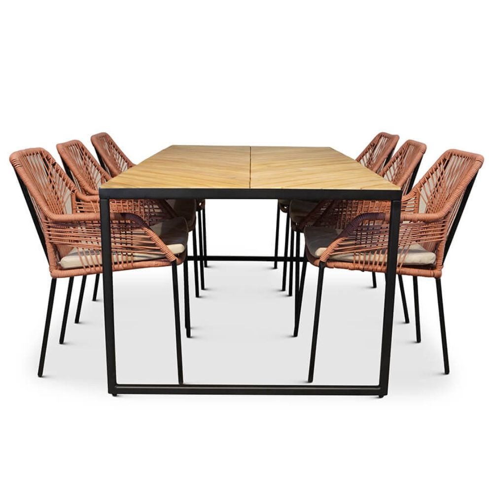 Kampa/Seville terra dining tuinset 7-delig | hardhout + touw | 210cm
