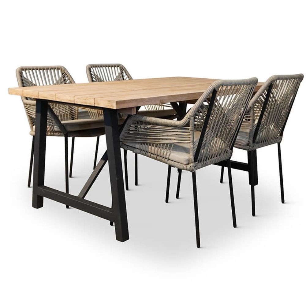 Xavier/Seville zand dining tuinset 5-delig | stapelbaar | 160cm