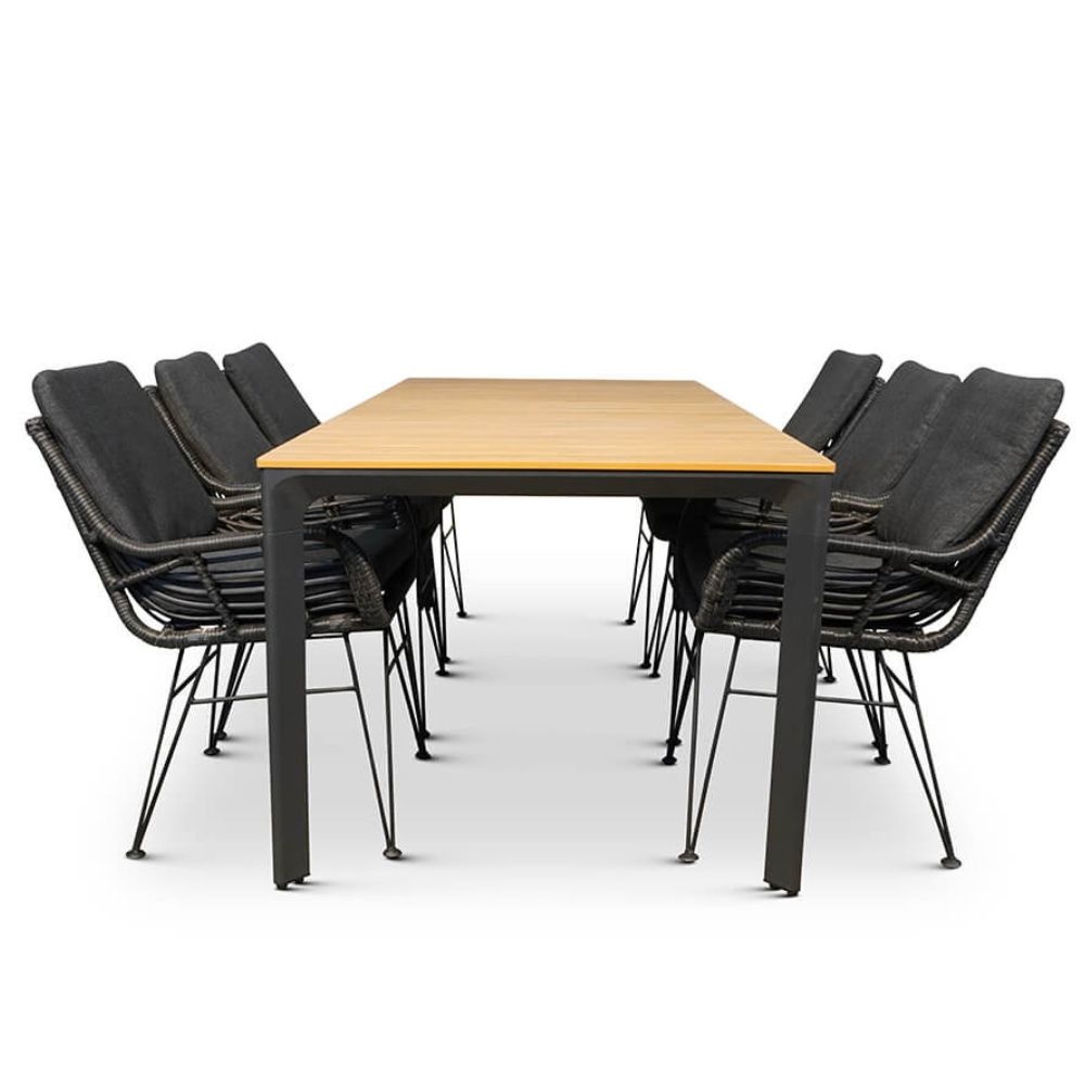 Arezzo/Carlos Charcoal dining tuinset 7-delig | 200cm
