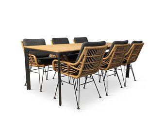 Arezzo/Carlos antraciet dining tuinset | 6 personen | | 200cm