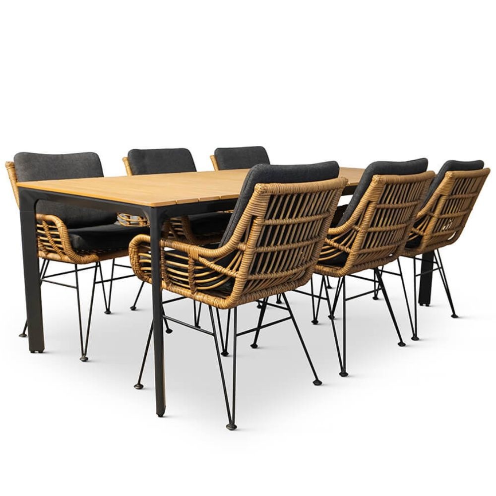 Arezzo/Carlos antraciet dining tuinset | 6 personen |  | 200cm