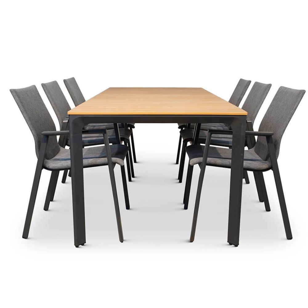 Arezzo/Fardau Negro dining tuinset 7-delig | stapelbaar | 200cm