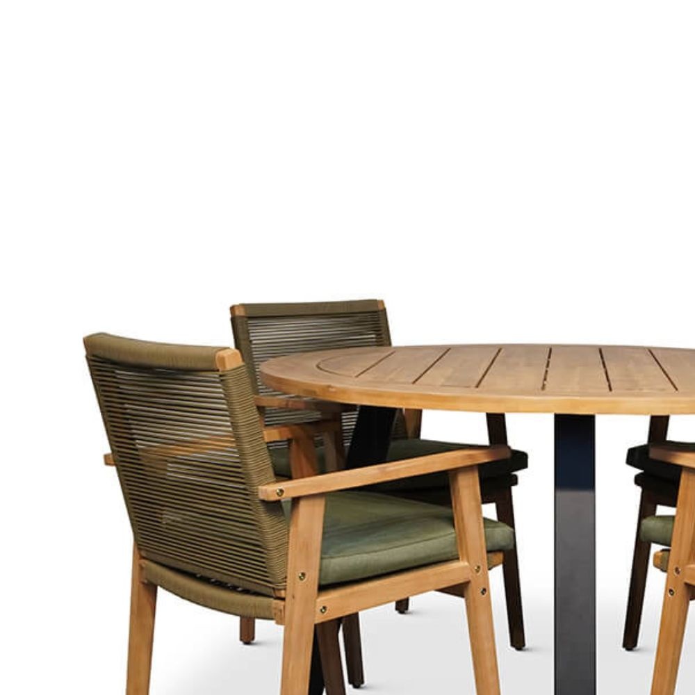 Cork/Bergen dining tuinset 5-delig | harhout + touw | 135cm