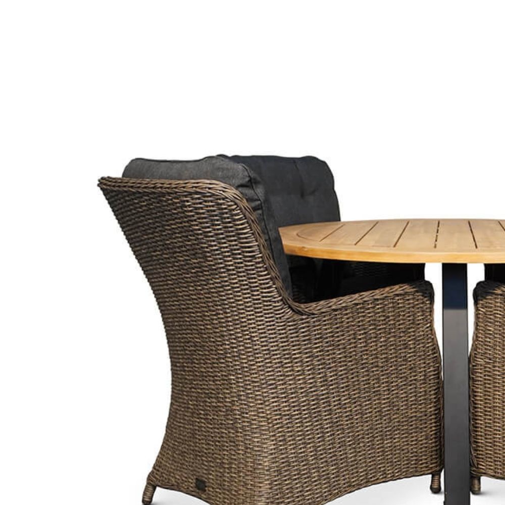 Cork/Elip Blended Brown dining tuinset 5-delig | hardhout + wicker | 135cm