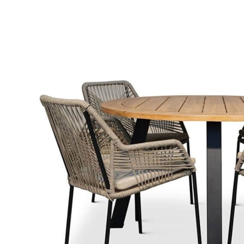 Cork/Seville zand dining tuinset 5-delig | hardhout + touw | 135cm