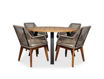 Cork/Seville hout zand dining tuinset | 4 personen |  | 130cm rond
