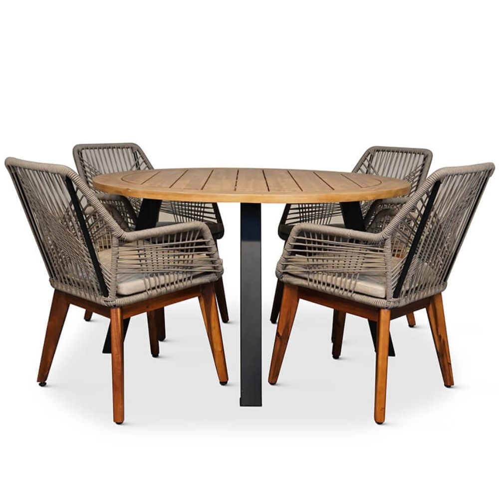 Cork/Seville hout zand dining tuinset | 4 personen |  | 130cm rond afbeelding