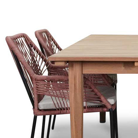 Prestige/Seville terra dining tuinset 5-delig | teakhout + touw | 200cm
