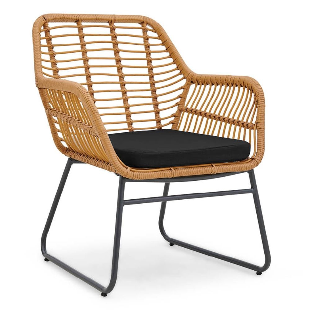 Mauritius stoel-bank loungeset 4 delig | wicker + staal | Bamboo antraciet