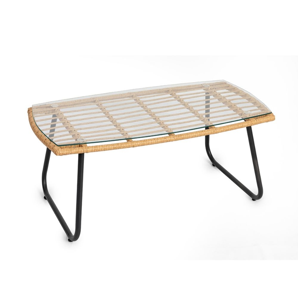 Mauritius stoel-bank loungeset 4 delig | wicker + staal | Bamboo antraciet