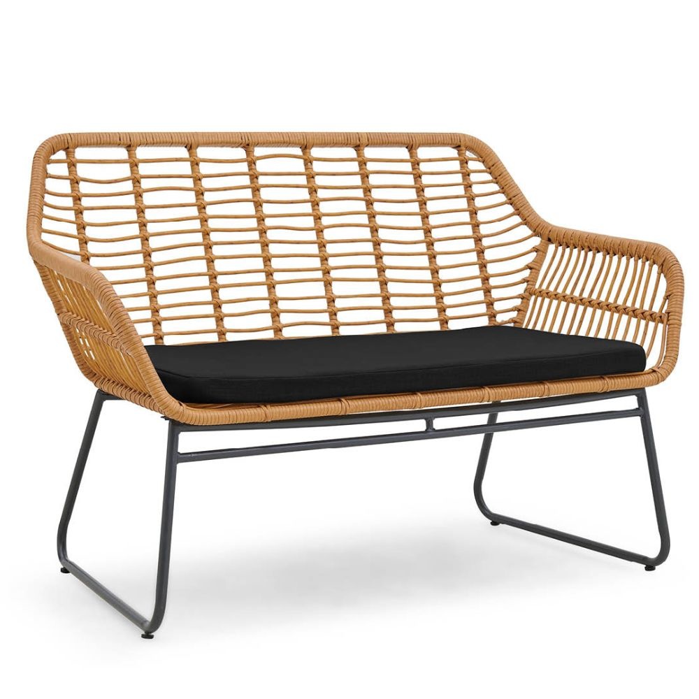 Mauritius stoel-bank loungeset 4 delig | wicker + staal | Bamboo antraciet